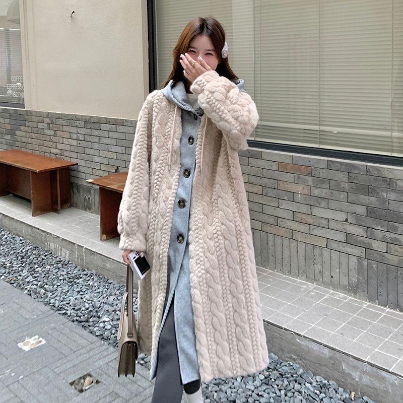 

Женская новая искусственная двухкомпонентная шуба из норки с капюшоном, длинная свободная шуба из бархата L