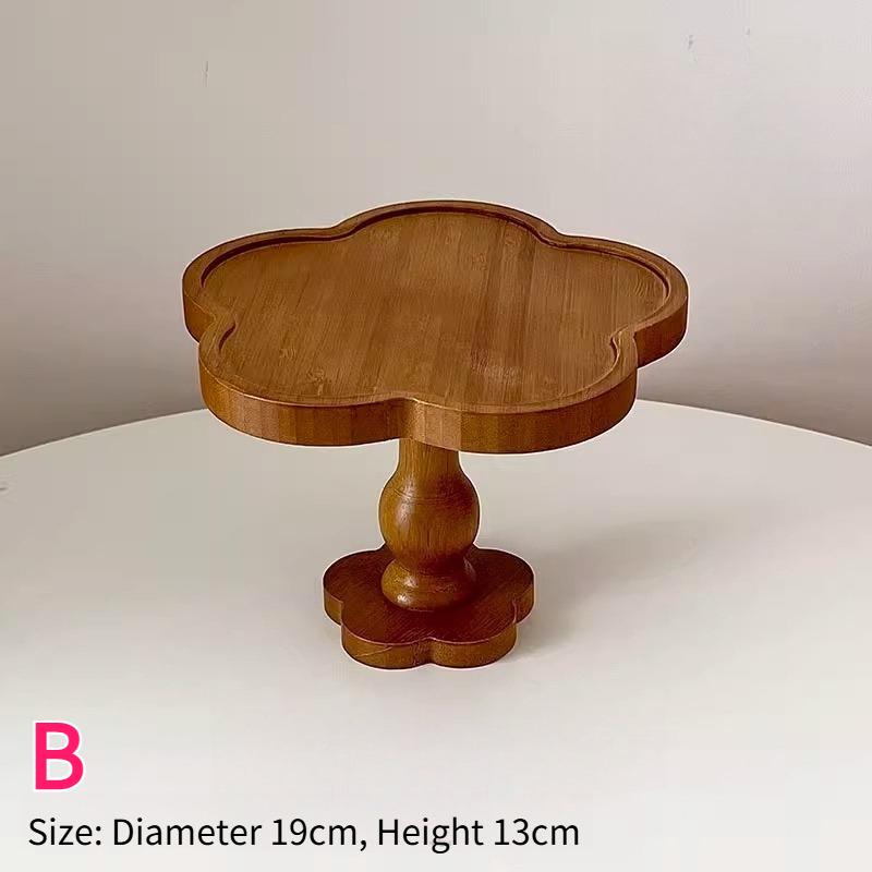 PGY Vintage Holzschale Dekoteller Hoher Fuß Dessert Kuchenteller Kerzenhalter Teekanne Serviertablett Display Japan Blume Speiseteller