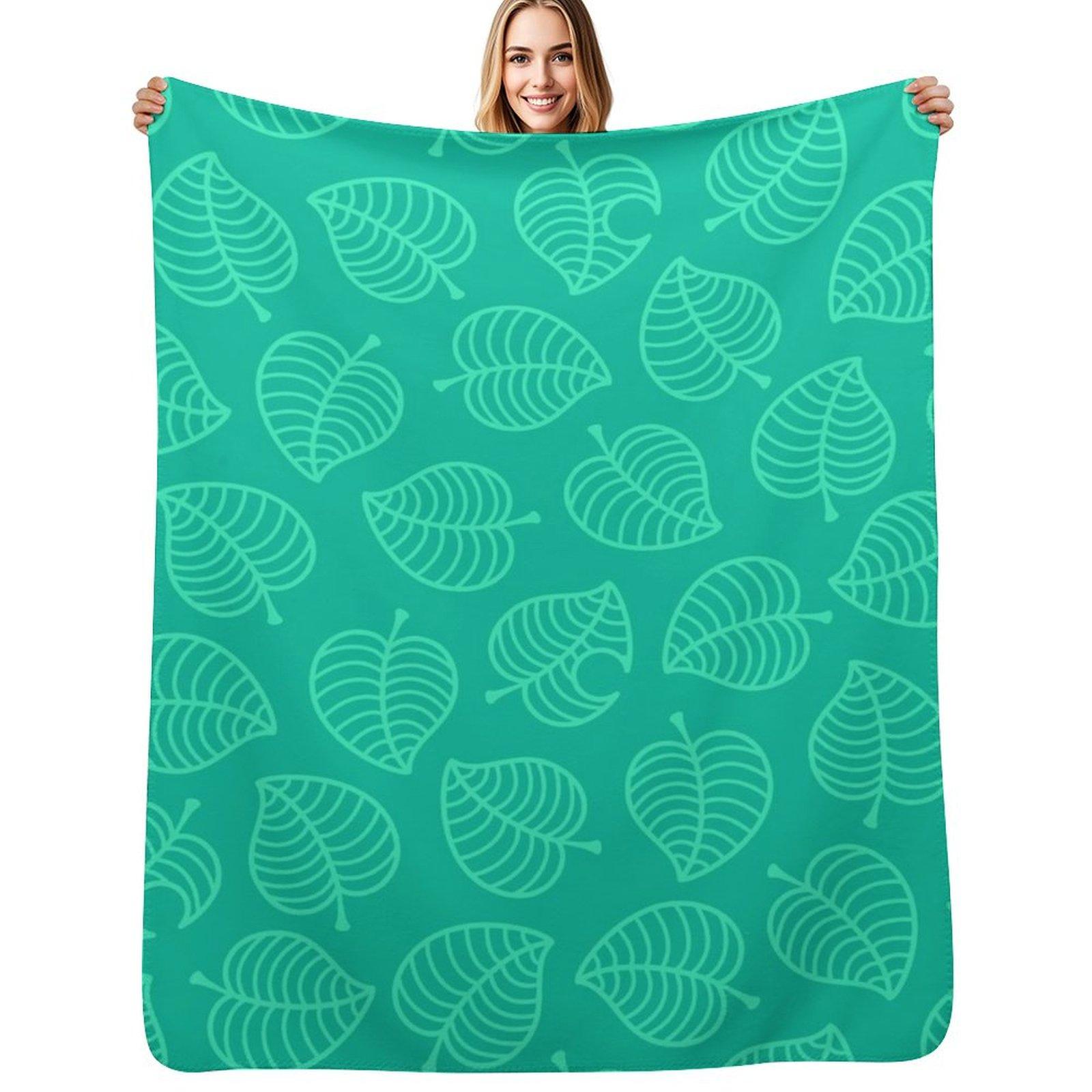 Baby Tanuki Leaf Throw Blanket Cozy Light Blanket for Travel Camping Picnic Size: 75*100cm, Weight: 230 GSM