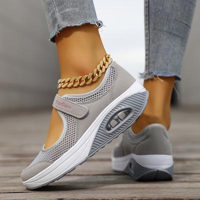 Sneakers casual da donna in rete, scarpe con suola morbida e piattaforma traspiranti e comode, calzature con zeppa per camminare tutti i giorni