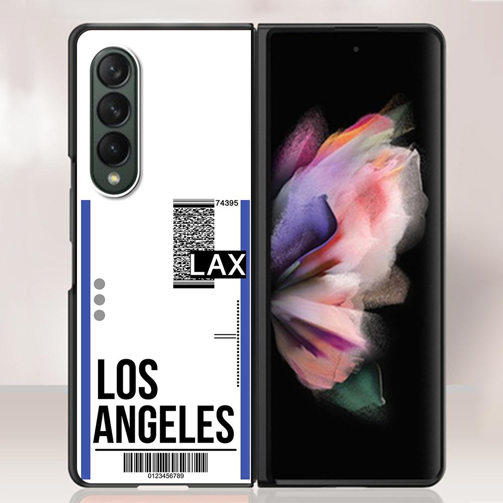 Zfold4 Case For Samsung Galaxy Z Fold3 Z Fold 3 5G Hard Slim Ultra-thin Shell Fly Ticket AIR Tickets Travel Label Country