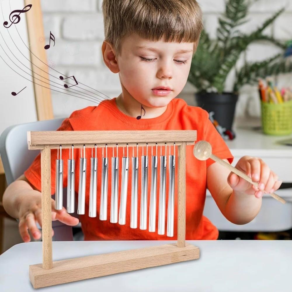 Collaborative Design Musical Instrument Toys Wooden Sound Healing Chime Bell  Interactive Toy