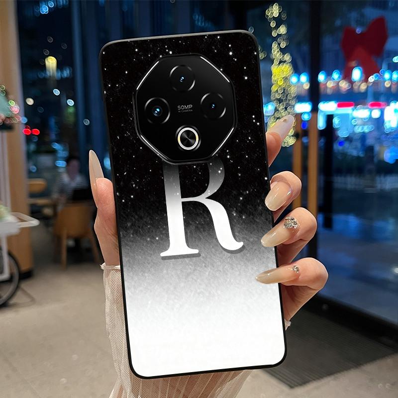 Anti-scratch Phone Case For Umidigi G100 Pro/G100 5G Soft Silicone Black Casing Lucky A-Z Letter With Flower Couple Shell