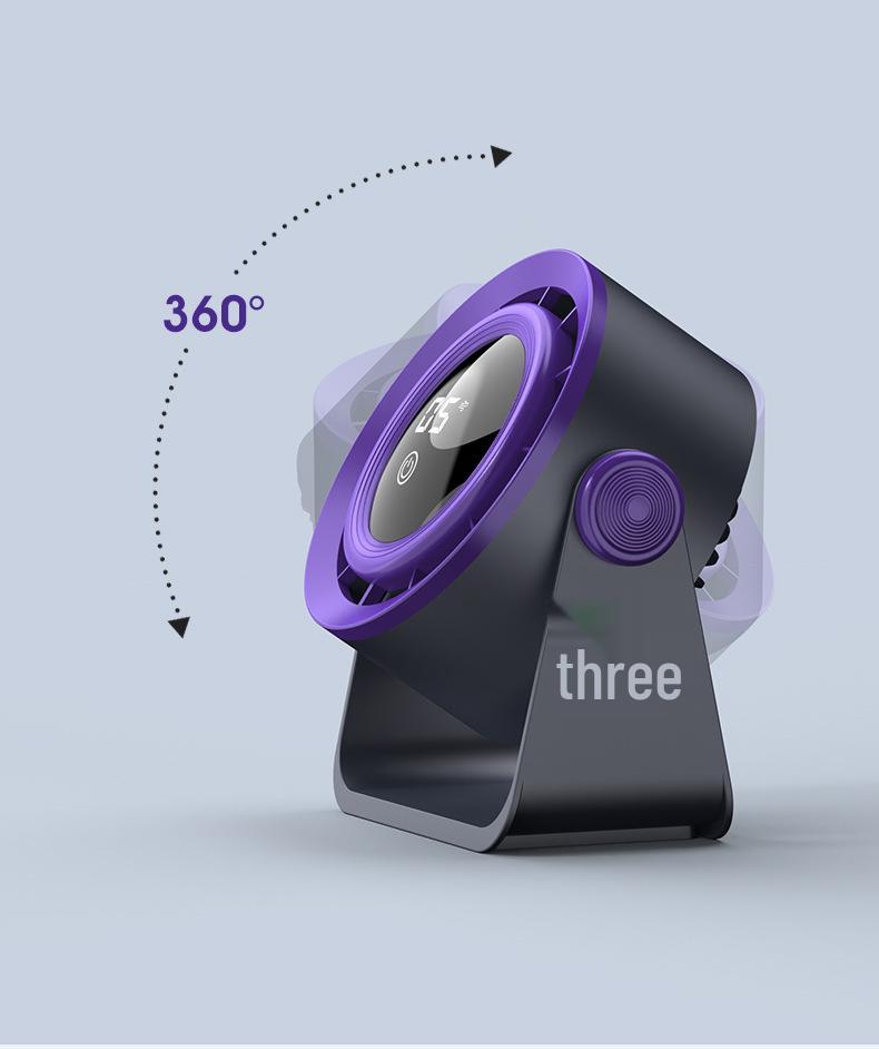 USB Rechargeable Bladeless Desktop Fan with High-Speed Turbine & Digital Display