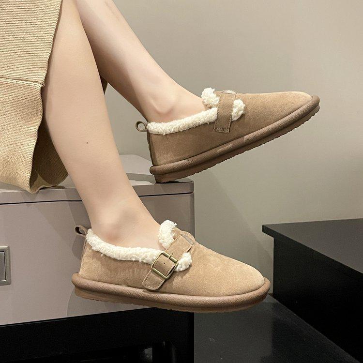 Vintersko Dame Casual Flats Mokasiner Myke Loafers Dame Mote Komfort Varm Plysj Slip-on Dame Bomullssko