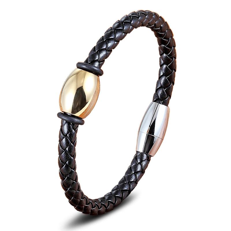 Braided Leather Stainless Steel Bracelet Men's and Women's Universal Bracelet Braided Rope Bracelet Trend Single Product