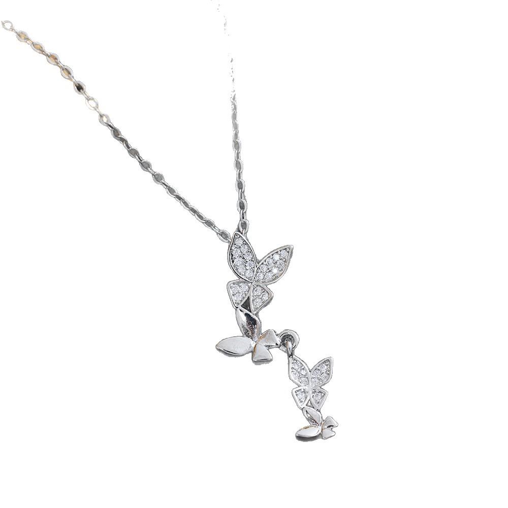 Butterfly Tassel Diamond Necklace: Chic & Luxurious Titanium Steel Jewelry for Women