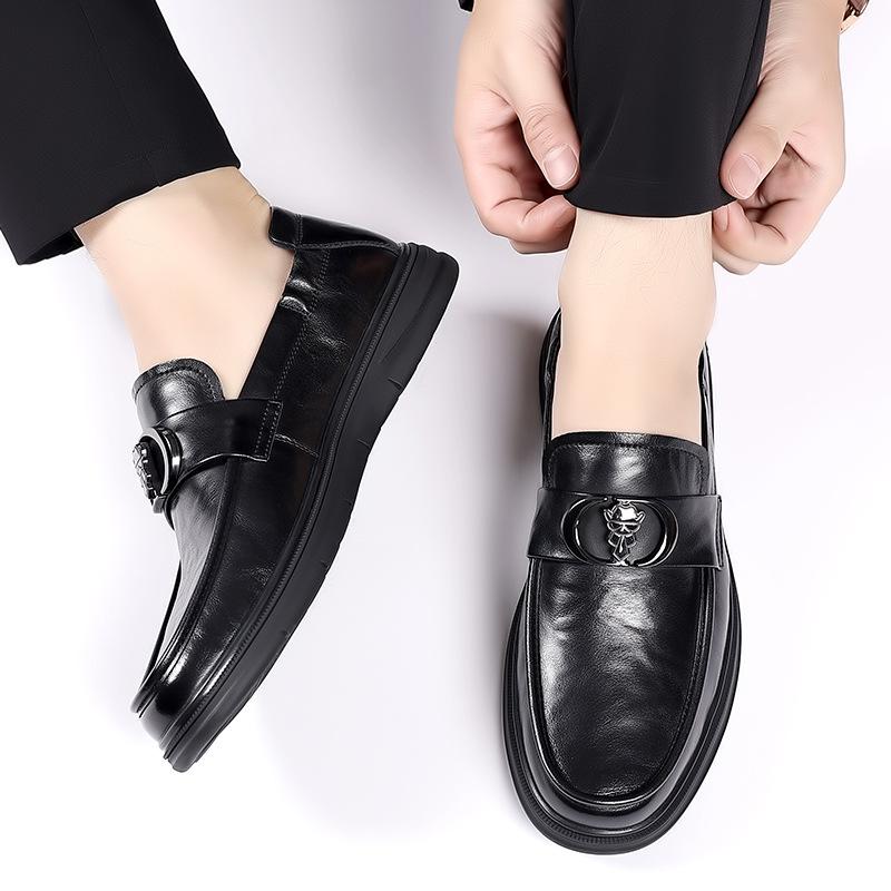 Fashion Spring Autumn Genuine Leather Loafers for Men Fashion Casual New Designer Shoes Male Solid Color Shallow Mouth Luxury Shoes Man