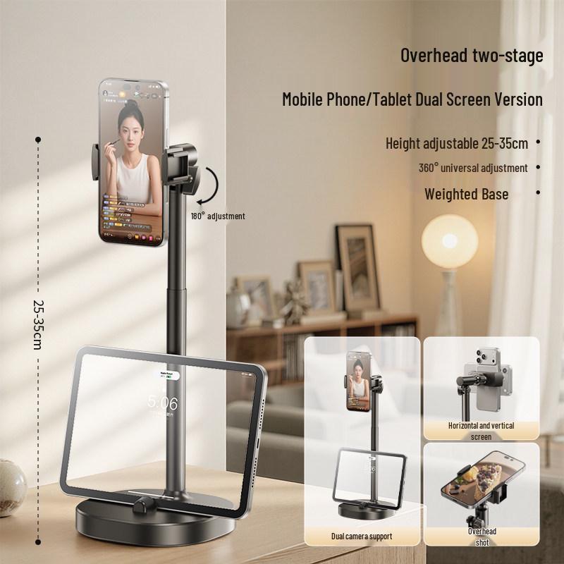 

2026 Dual-Mobile Phone Holder Desktop Stand for Live Broadcast & Selfie Shooting