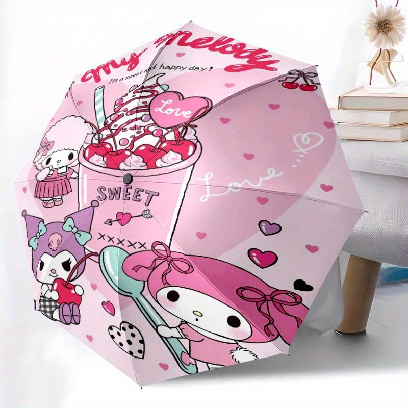 Love Sweet My Melody Automatic Open/CloseUmbrella-CuteUmbrella with Cute Design, Portable 3-Fold Compact Umbrella for Men & Women, Valentine's Day Mot