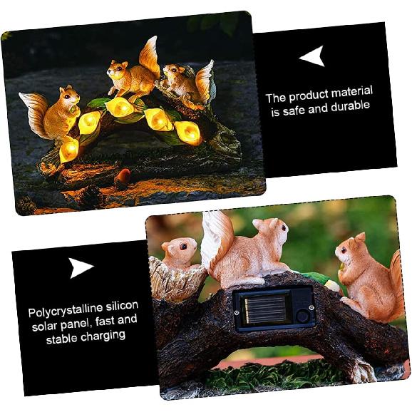 Sosoport Nimal Statue Light Solar-Powered Garden Lawn Lamp Resin Ornament Solar Lights Outdoor Garden Garden Decorative Lamp Garden Landscape Light