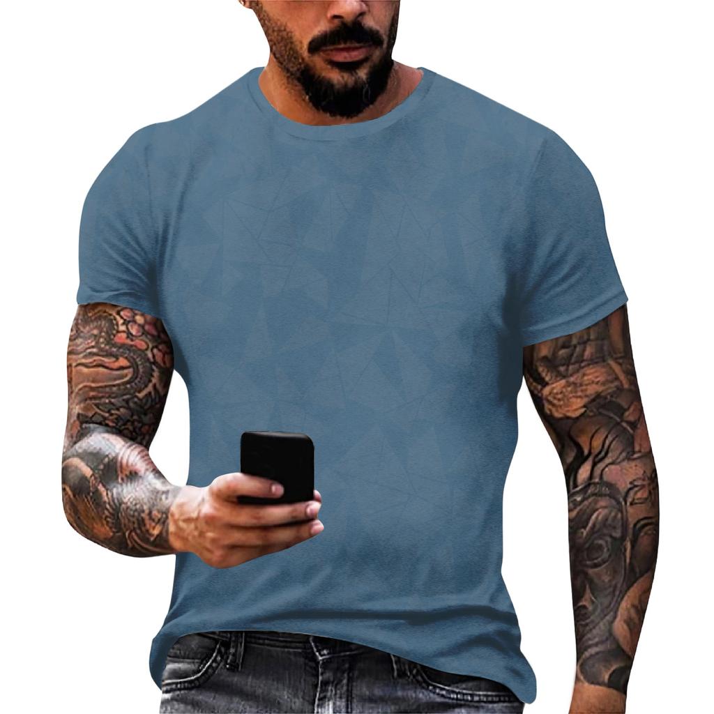 Men's Casual Loose Fit Short Sleeve T-Shirt Gradient Print Crew Neck Lightweight Soft Fabric Summer Wear