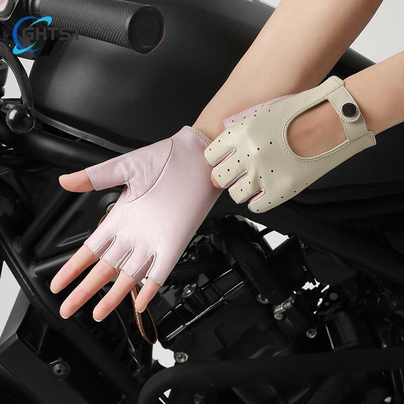 Sale Sheepskin punk show Women GlovesLeather half-finger Simple Winter Warm Comfortable Girl Gloves Trendy Female Glove
