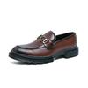Fashion Men's Leather Casual Shoes High-end Brand Daily Commuting Business Shoes Classic Brown Men's Thick Soled Loafers Massage Sole