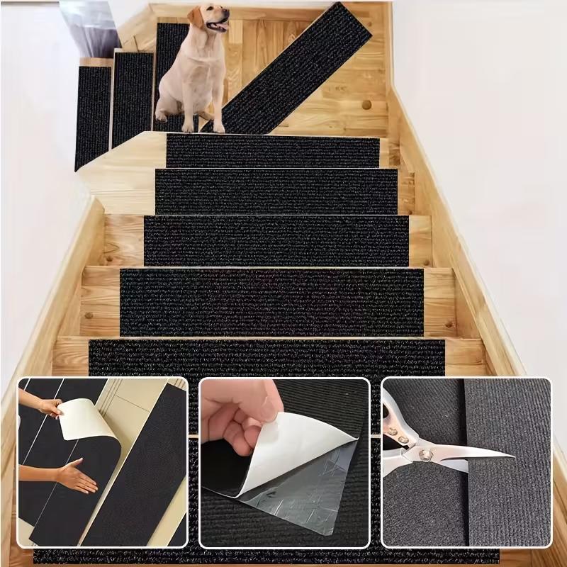 1 Stück 20x80cm Anti-Rutsch-Stufentrittmatten, Rutschfeste Treppenläufer, Stoßabsorbierende Stufentrittmatten Treppenteppiche, Ältere