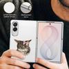 Cute Cat Rabbit Print Case For Samsung Z Fold 8 Ultra 7 6 5 4 Luxury Plating Leather Skin Phone Cover For Galaxy Z Fold8 Fold7 Fold6 Fold5