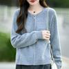Women's Pure Wool Zipper Cardigan - Thick, Round Neck, Casual, Loose Fit Sweater for Autumn & Winter