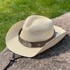 Big Eaves Western Cowboy Hat Men's Summer Travel Photo Tibetan Ox Head Straw Hat Women's Outdoor Sun Protection Hat