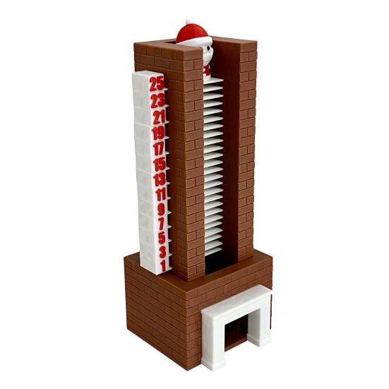 Santa Advent Calendar 25 Day Santa In Fireplace Ornament Christmas Countdown Calendar with Santa Claus Coming Down Stair for Holiday Decor