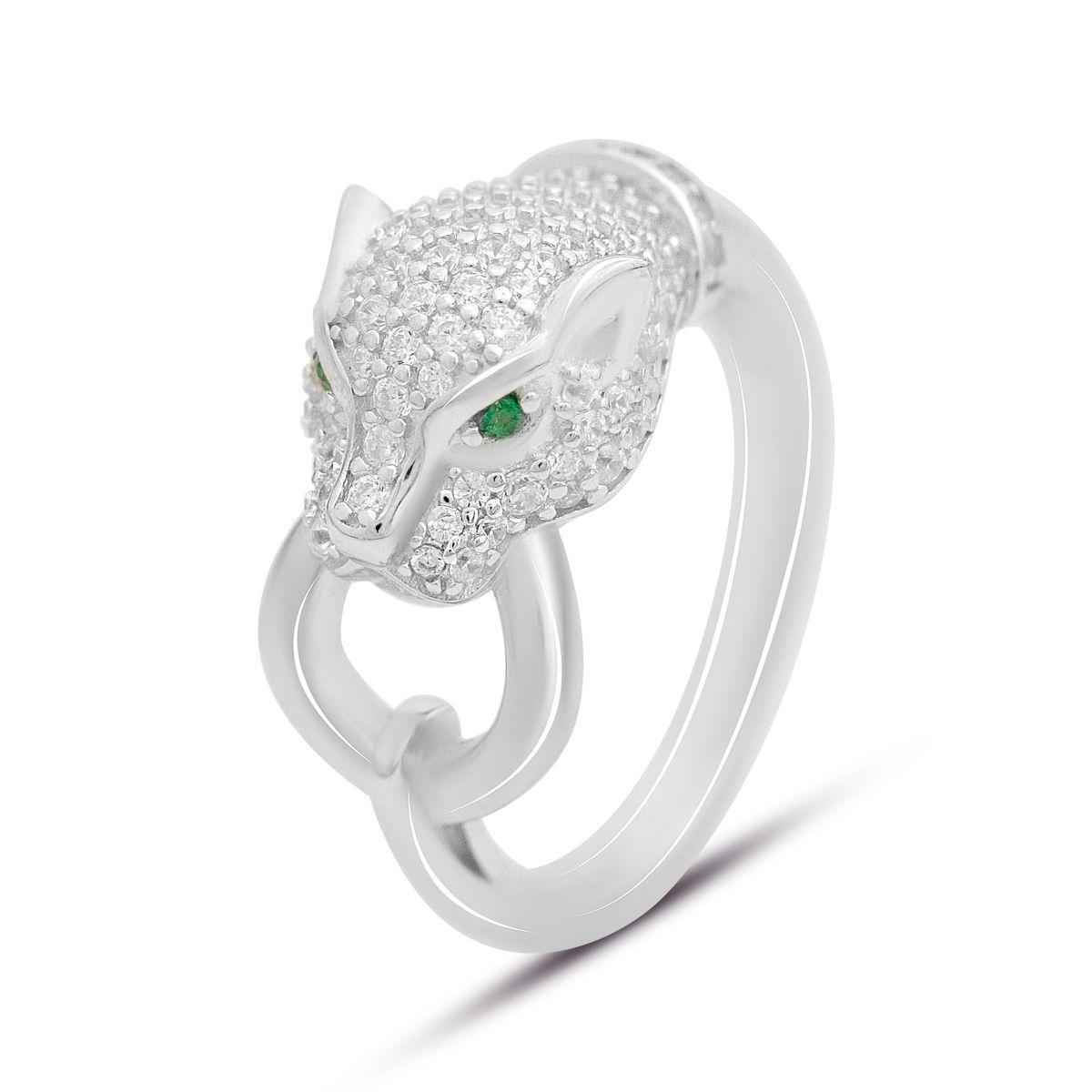 Bague en argent avec zircone cubique, poids du produit 4,75 g (60001741) 17.5 blanc