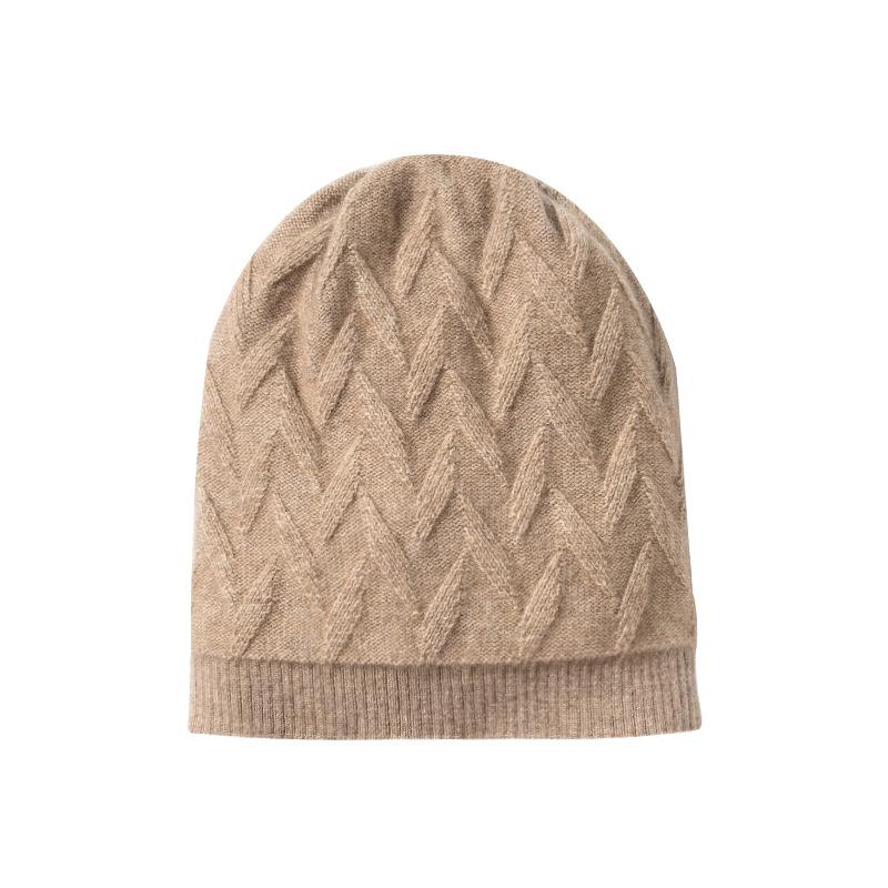 Cashmere Autumn and Winter New Style Women's High End Knitted Outdoor Warm Solid Color Ear Protection Hat Knitted Casual Toe Cap