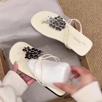 Sommer Flip Flop Mode Damen Zehensteg Flats Hausschuhe Komfort Pantoletten Lässig Outdoor Gladiatoren Schuhe