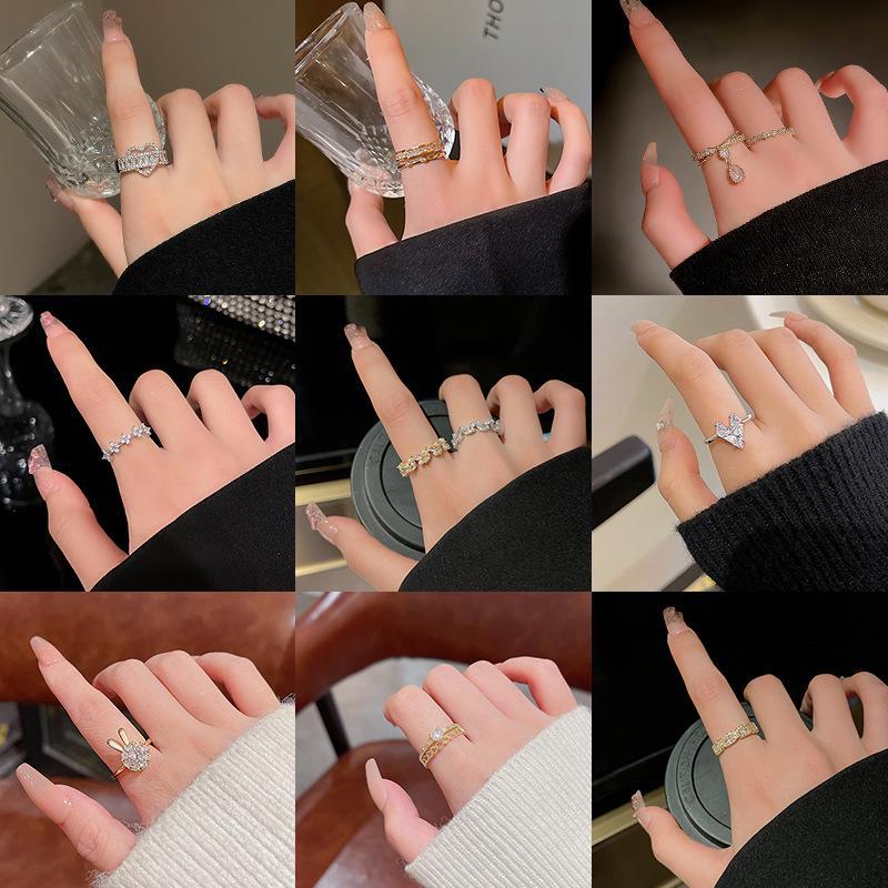 Elegant Niche Micro-Inlaid Zircon Butterfly Ring – Women's Trendy Open Design Index Finger Accessory