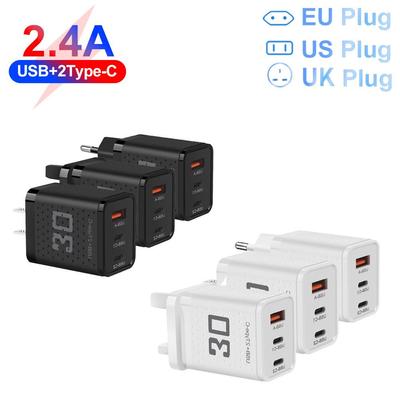 Universal Mobile Charger 2.4A, 2PD+USB, US/EU/UK Plugs