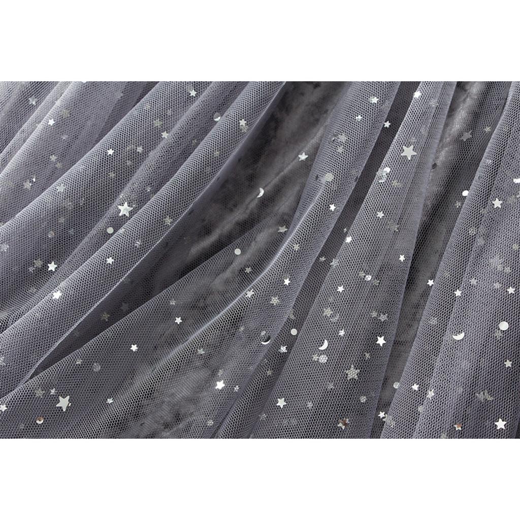 Moda Donna Paillettes Vita Elastica Gonna Irregolare in Rete Mezza Lunghezza