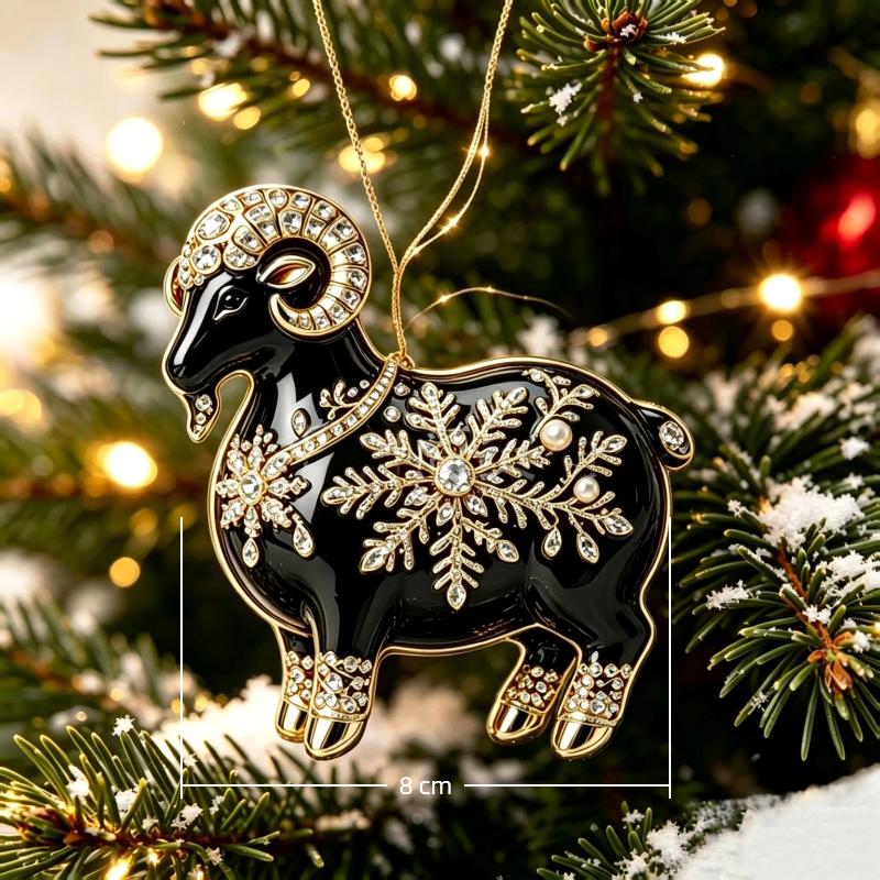 Christmas Tree Hanging Ornament Chinese Zodiac Goat Acrylic Pendant for Home Winter Holiday New Year Party Decor Gift