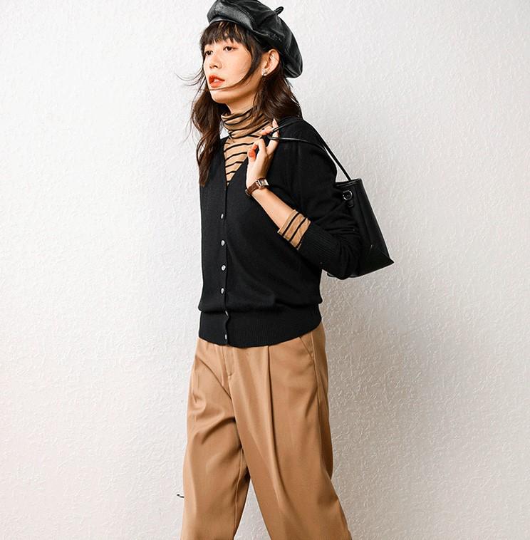 Plus Size V-Neck Cardigan Sweater for Women - Solid Color Knitted Top, Fits Up to 180 Pounds