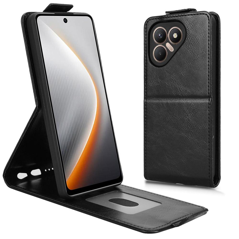 

Для TECNO Pova 7 4G Чехол-подставка Магнитная застежка Вертикальный флип Кожаный чехол для телефона с держателем для карт Black