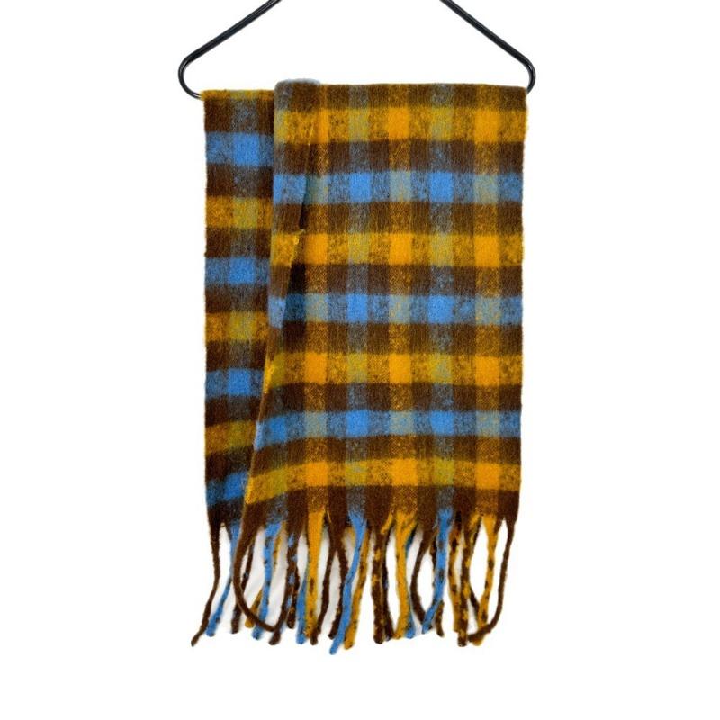 Colored mohair plaid scarf women's warm shawl soft waxy versatile student retro scarf warm