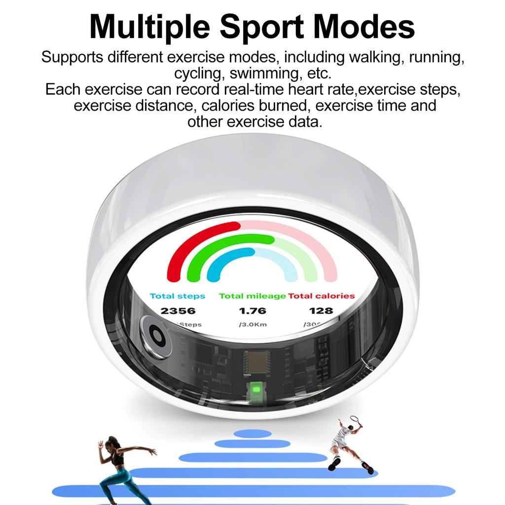 Smart Ring Men Women Gesture Control Health and Sleep Monitor Multi Sport Mode 5ATM Waterproof Smart Ring with Charging Case