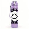 1PC Smile X Eyes Graffiti Face Print 750ml Color Plastic Sports Water Bottle Leakproof Flip Straw Lid Suitable for Sports Office Home Use