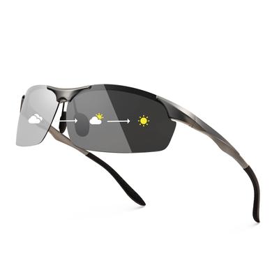Polarized Photochromic Sunglasses UV400 Oval Square Small Alloy Half Rim Frame Lightweight Sports Bicycle Fishing Driving B1087 Men's