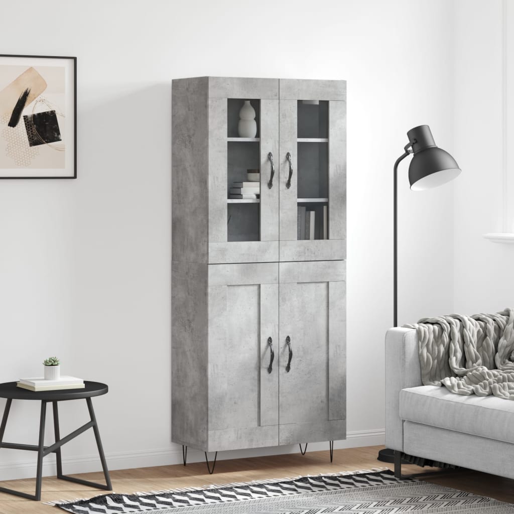 Highboard Concrete Grey 69.5 x 34 x 180 cm Particleboard