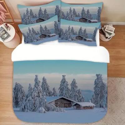 Snow Mountain Duvet Cover Snow Mountain Background Skiing Theme Duvet Cover Suitable For Children Kids Adults Warm Breathable