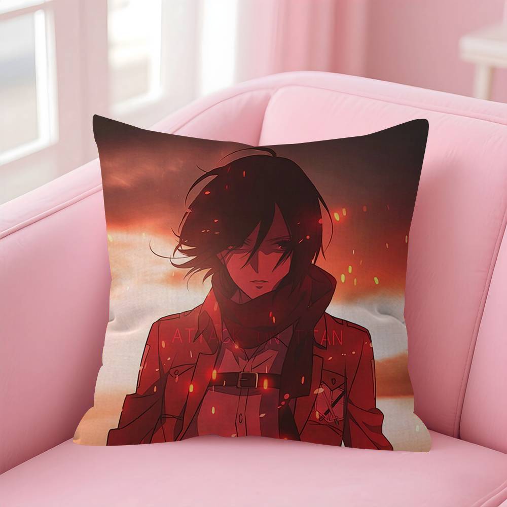 Anime AAttack On Titan Mikasa Ackerma Pillow Cushion Cover Pillowcase Living Room Sofa Home Decor Customized