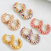 Geometric Multicolor Enamel Round Circle Hoop Earrings for Women Korean Ear Buckle Huggies Female Jewelry Gifts