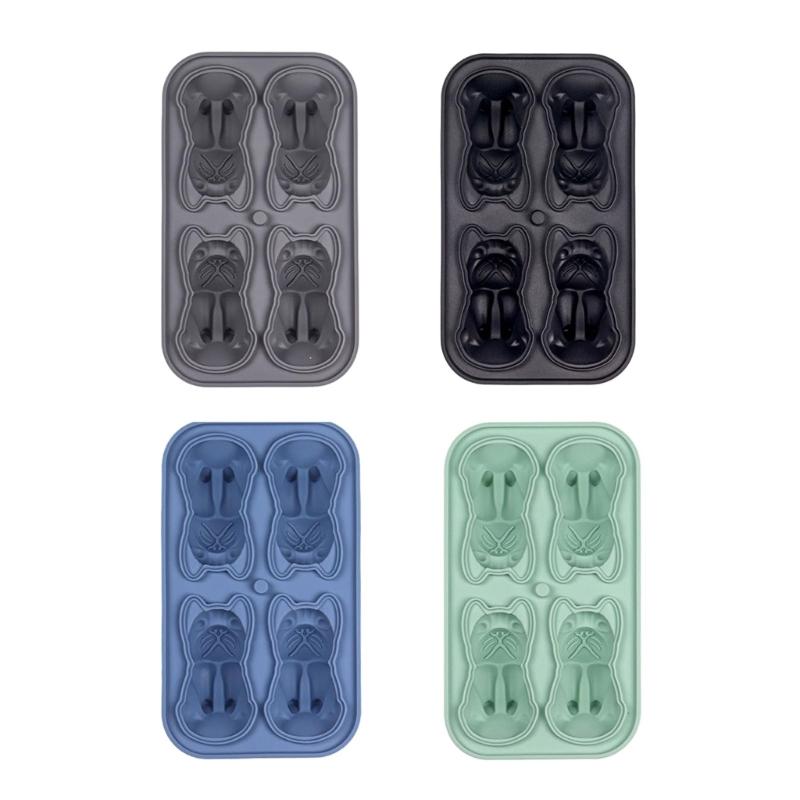Bulldog Shaped Ice Cube Tray Flexible Silicones Dog Mold Convenient Ice Making Molds Multifunctional Kitchen Tool