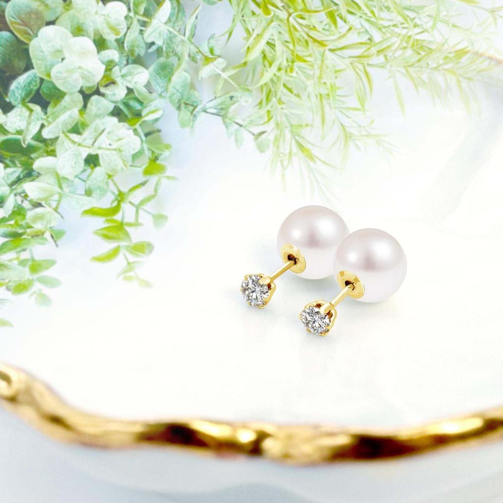 Lala Christie Diamond Earrings with 0.3ct Akoya Pearl Earring Backs, 18K Gold, Women's, le56-0029-yg