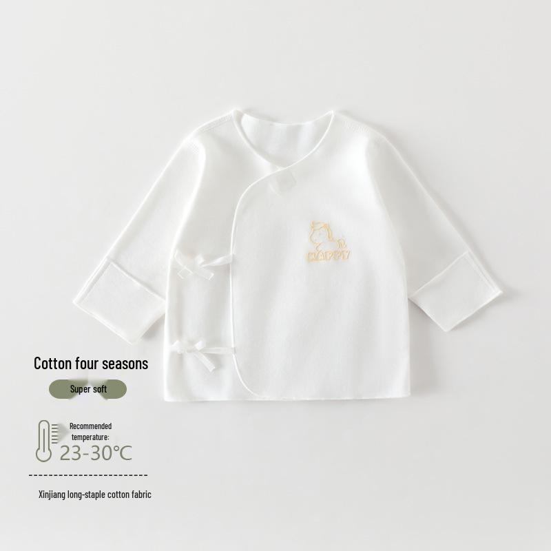 

Pure Cotton Baby Half-Sleeve Belly Protection Clothes - Class A, Boneless Design for Maternity Ward and Cold Defense. 59 белый