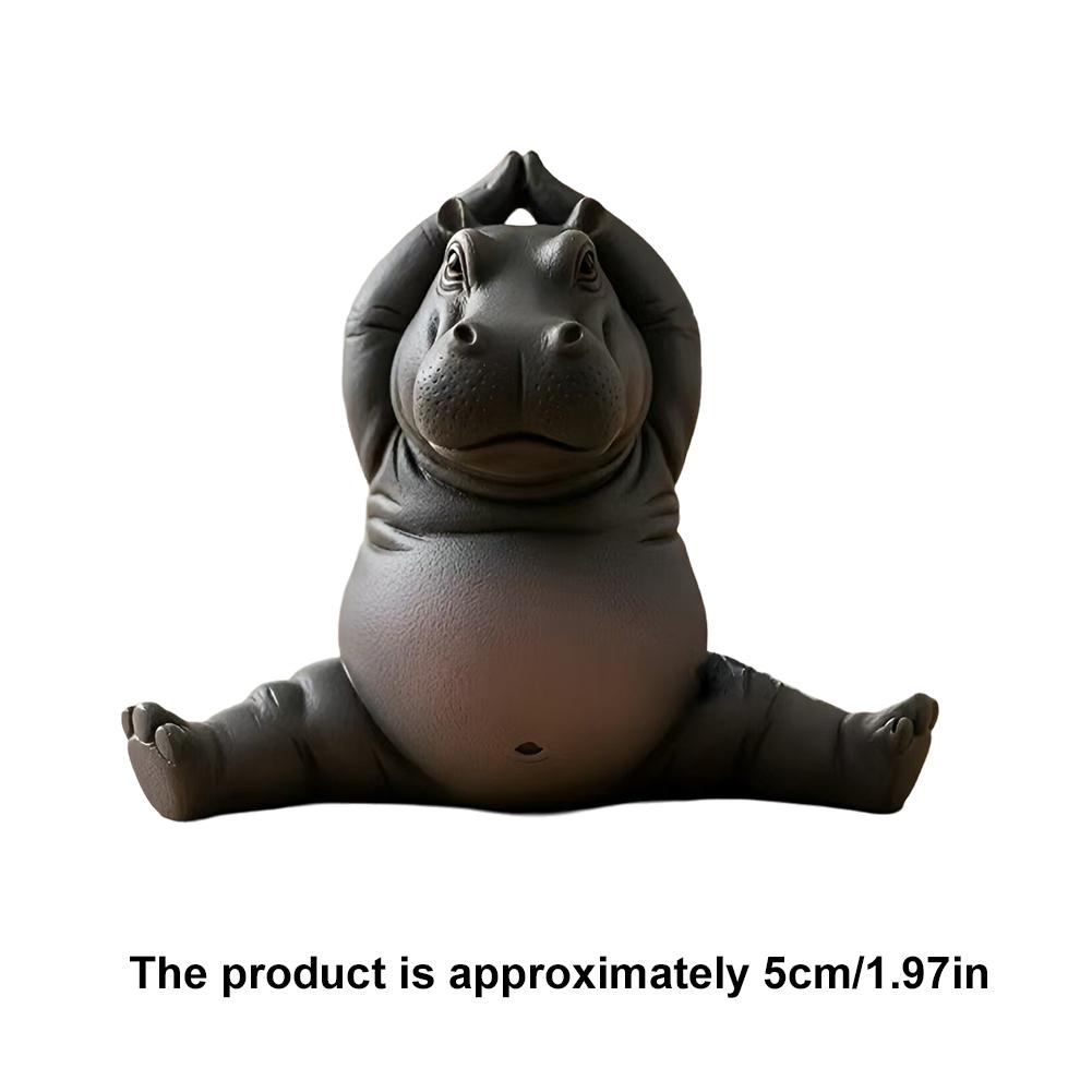 Creative Hippo Yoga Figurine Home Decoration Cute Animal Yoga Ornament Resin Hippo Figurine Desktop Decoration Funny Gift