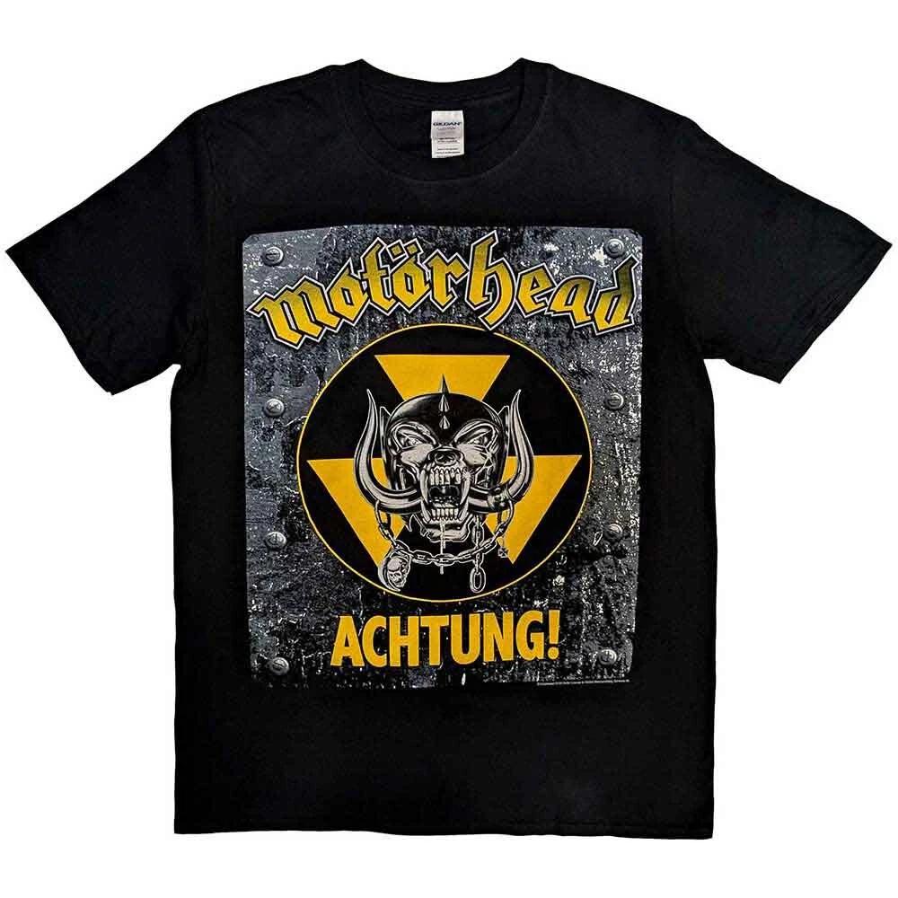 Motorhead Men Achtung! Short Sleeve T-Shirt, Black, Large S