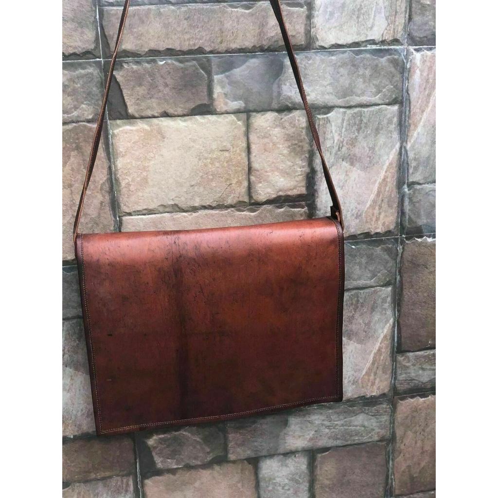 Nowa Torba Męska kozia skóra listonoszka Prawdziwa torba na ramię oryginalna na laptopa brązowa teczka