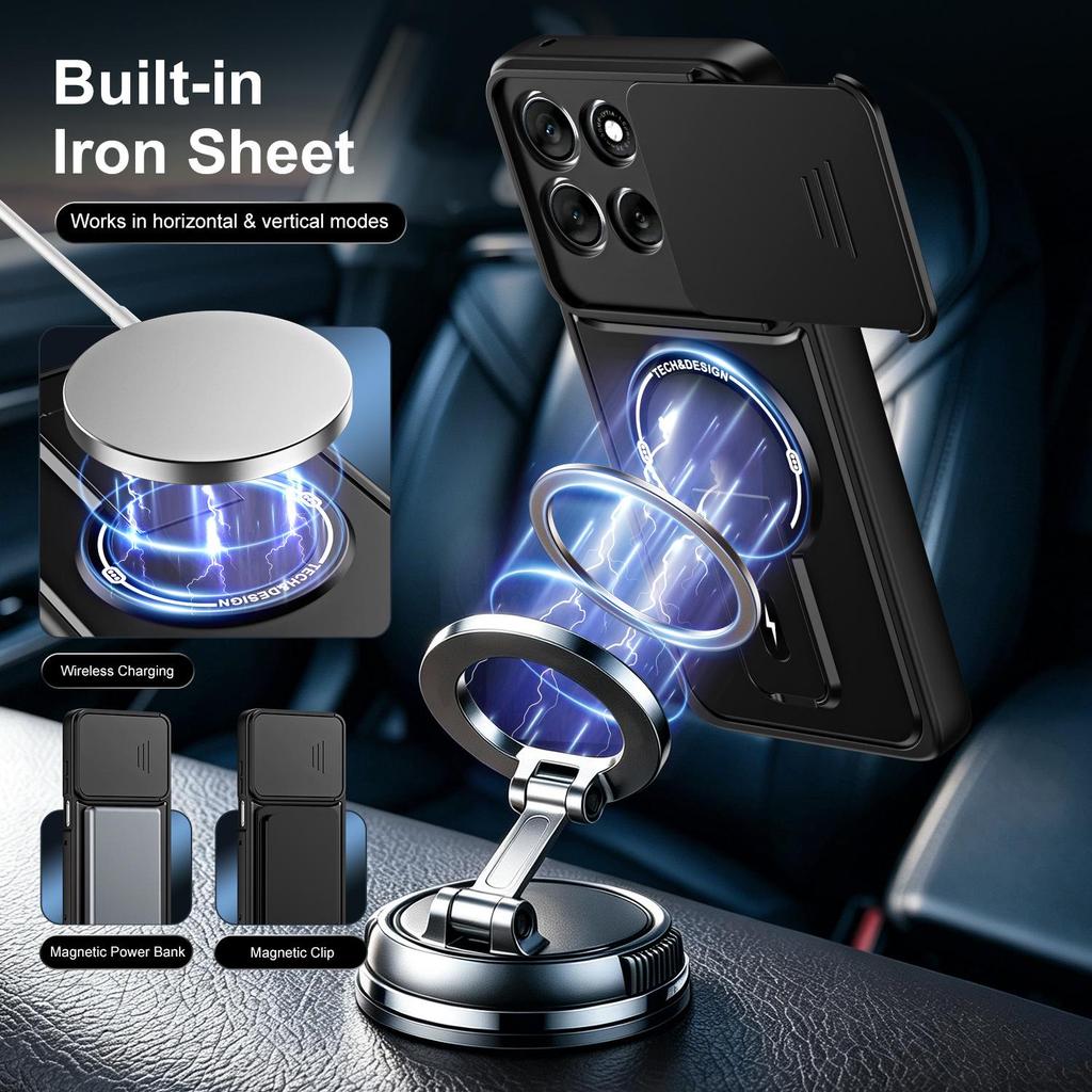 Magnetic Stand Phone Case for Moto Edge 50/56/57 with Full Lens Coverage