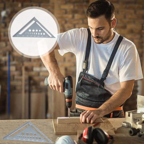 Fonney Large Triangle Ruler, Woodworking Triangle Ruler, Aluminum Alloy Precision Triangle Ruler, Wear-Resistant Triangle Ruler for Hobbies, Thick Tri