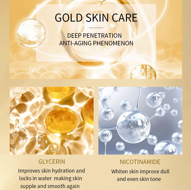 24K Gold Nicotinamide Serum - Anti-Aging & Hydrating Face Treatment, 99.9% Pure Gold + Niacinamide,Glowing, Firm & Plump Skin