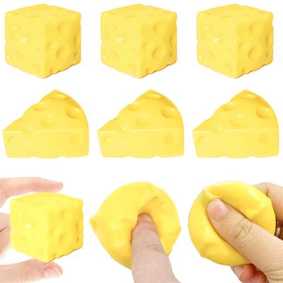 Realistic Cheese Cube Toy Soft Squeeze Simulation Food Play Item Stress Relief Sensory Squishy Toy for Kids and Adults